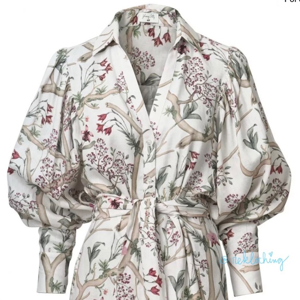 ❌SOLD❌ JOHANNA ORTIZ Gorgeous Orchids Linen Dress - Picture 5 of 14